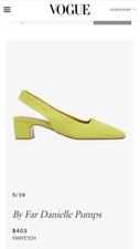 Cool and rare By Far Danielle Slingback Pumps Lime Green Linen 38 UK 5 Used Once