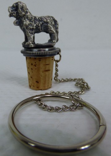 Pewter spaniel dog wine bottle - wine,