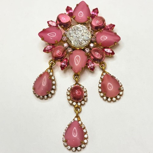Otazu pink glass brooch - glass,