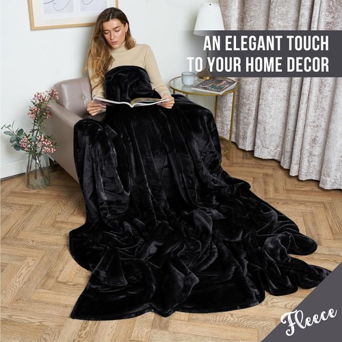 Soft faux fur fleece blanket - faux,