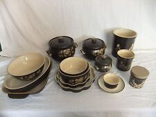 Denby Bakewell - vintage brown stoneware, rustic floral pottery - 9C6A #