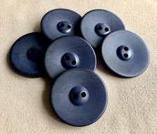 6 Vintage Large Coat Buttons, Navy Blue, 2 Hole, 34mm, Reversible Set #1