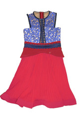 Three Floor Sleeveless Red / Blue 100% Polyester Short Dress   Size 8   BNWOT