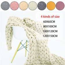 Luxury Large Chunky Polyester Hand Knitted Cable Knit Blanket Beding Sofa Throw