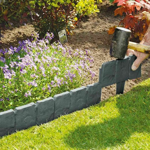 Grey stone effect plastic - plastic, lawn