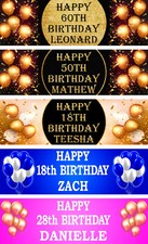 PERSONALISED BIRTHDAY PARTY BANNERS - 18th 21st 30th 40th 50th 60th 70th 80th