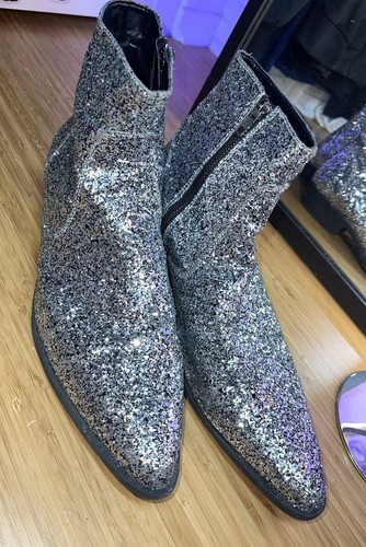 Silver glitter chelsea ankle - silver,