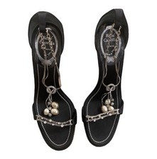 Black and silver rene caovilla vintage Chic Cute Summer heels size 5