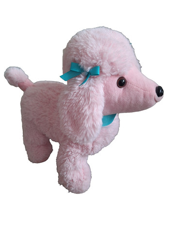 Pink poodle soft toy 27cm - pink,