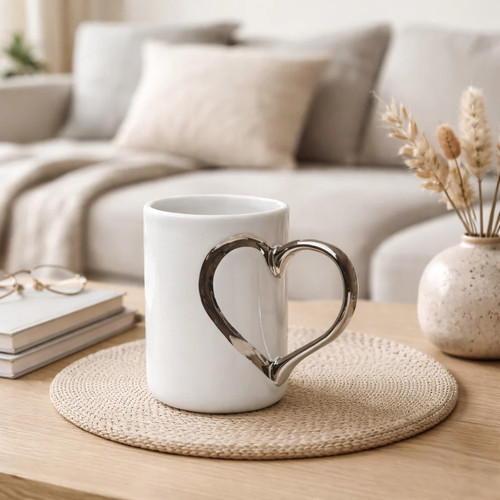 White mug with - mug, silver