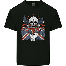 Union Jack Biker Motorbike Motorcycle Skull Mens Light Cotton T-Shirt