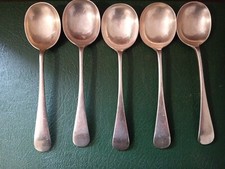 Vintage Old English Pattern Soup Spoons x 5 Sydney Hanna Plate A1
