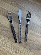 Vintage Flower Design Cutlery Small Knife Fork Cake Fork Matching x 3 Korea C19