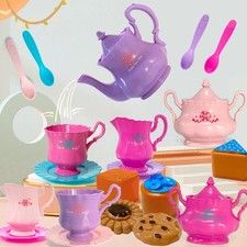 Kids tin tea set pretend - tin, play
