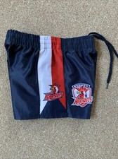 Childrens NRL Boy's Navy Blue Sports Supporter Roosters Away Shorts Size 6 Yrs
