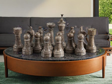 Oceanic/Gray and White Marble Onyx Chess Men Set-Pieces only-No Board