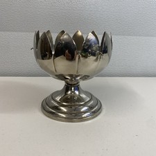 Vintage Silver Tone Metal Lotus Flower Candle Holder Rose Bowl Made in Hong kong