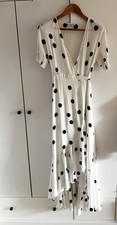 Poetry  Wrap Maxi  Dress  Polka Dot Asymmetric Ruffle Hem V-Neck Size 10