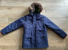 Boden Boys Coat 9-10 Waterproof Parka Navy Blue Pre-owned