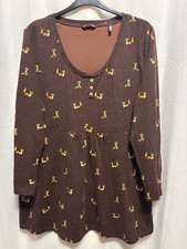 @507 Joe Browns Sz 22 AutumnalBrown Knit Cute Woodland Fox 34”Long Jumper Tunic 