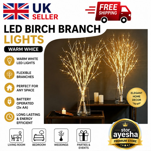 White birch branch - birch, led