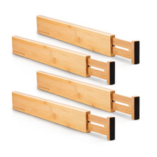 4 Pack Bamboo Adjustable Drawer Dividers Expandable Organisers for Home Use