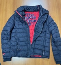 Boys Superdry 2 Zip Black Puffer Jacket, Medium, Age 10/12 Years.