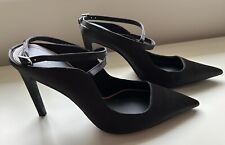 Ladies Zara Trafaluc Black Satin Stiletto Shoes Sandals - Size UK 7.5 EU 41 NEW