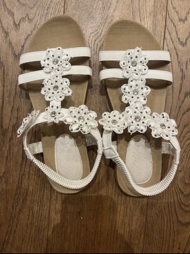 White floral flower - floral, sandals
