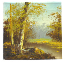 Small oil painting on canvas of a woodland scene by unknown artist