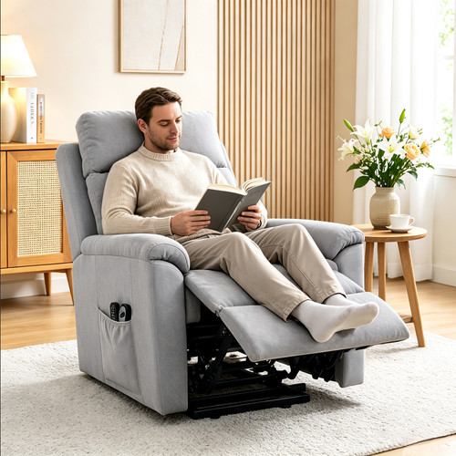 Light grey power lift recliner - grey,