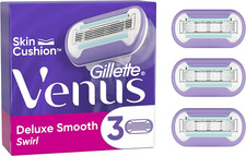 Gillette Venus Deluxe Smooth Swirl Razor Blades Women, Pack of 3 Razor Blade Ref
