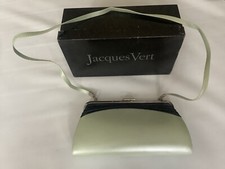 BOXED JACQUES VERT HANDBAG / CLUTCH BAG - COLOUR: Pale Green/Navy - EXCELLENT.