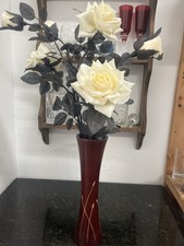 Tall Burgundy Wooden Vase with