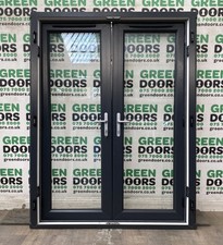 USED GREY FRENCH DOORS UPVC EXTERNAL EXTERIOR DOUBLE GLAZED WHITE OUTWARDS  PVC