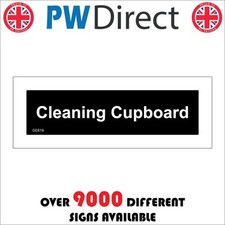 GE619 CLEANING CUPBOARD SIGN  DOOR PLAQUE MOPS BUCKETS DUSTERS POLISH PEGS