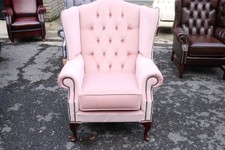 Fabric High Back Armchair Plush Velvet Pink Good Condition Ex-Display