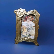 ART NOUVEAU STYLE PHOTO FRAME BRASS FREE STANDING VINTAGE