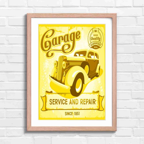 Retro vintage garage car - retro,