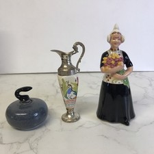 3 x Empty MCM Vintage Miniature Liqueur Bottles, Dutch Lady (BOLS) Jug (DRIOLI)