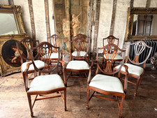 Hepplewhite Style Vintage Dining Elbow Drop in  Pale duck egg  Chairs Set of 8!