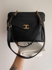 Chanel Black Caviar Leather CC Medium Chain Tote Bag (dustbag)