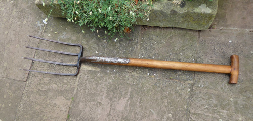Vintage garden fork - spear, &