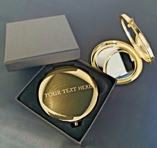 Engraved Personalised Gold Compact Mirror  Wedding Day Mum Christmas Makeup Gift