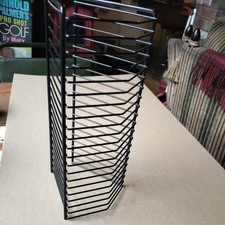 Vintage Black Metal Wire Music Storage Tower 20 CD Stand Rack