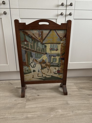 Vintage wooden fire screen - fire,