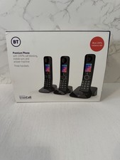BT Premium Trio Cordless Phone with Answering Machine, Three-Handset, Black Open