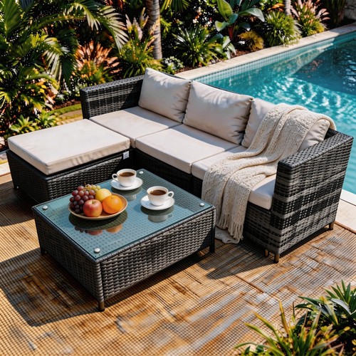 Rattan garden corner sofa - rattan,