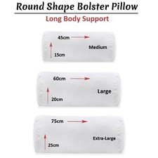 Hollowfibre Round Shaped Bolster Pillow Filled White Long Body Support Cushions.