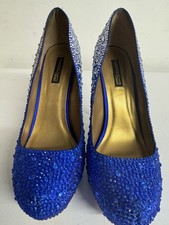 Benjamin Adams Crystal Silk Blue Shoes Size UK 8)